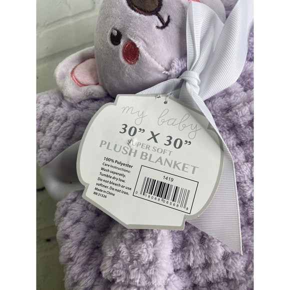 My Baby Girl Super Soft Purple Koala Plush Lovey Security Blanket 30in X 30in - Picture 3 of 4